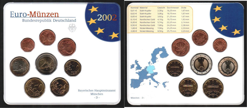 ALEMANIA. 2 euros a 1 céntimo. 2002F. Blíster oficial de la St. MnBaden-Wurttemb...