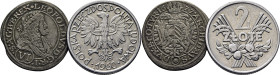 AUSTRIA. Leopoldo. Viena. 6 Kreuzer. 1677. K1185 (-40$). POLONIA. 2 zlty. 1960…Lote de 2
