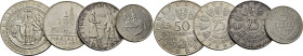AUSTRIA. 50 chelines. Univerdad de Innsbruck. 1970. 25 chelines. Mariazell. 1957…Lote de 4