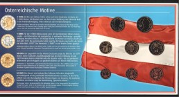AUSTRIA. Euro set de 2 euros a 1 céntimo. 2002. Cartera de la M.Osterreich. Lote de 8