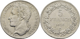 BÉLGICA. Leopoldo I. 5 francos. 1848