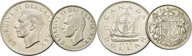 CANADÁ. Jorge VI. 1$. Terranova. 1949. Barco. 50 centavos. 1951. Lote de 2