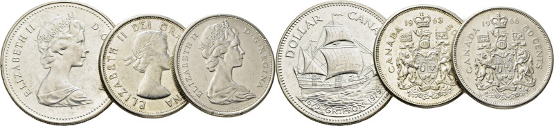 CANADÁ. Isabel II. 1$. El Grifón. 1979-1979. 50 centavos. 1963 y 1966. K124, 56 ...
