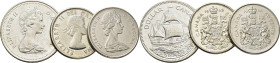 CANADÁ. Isabel II. 1$. El Grifón. 1979-1979. 50 centavos. 1963 y 1966. Lote de 3