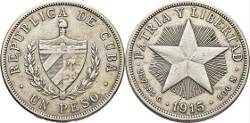 CUBA. 1 peso. 1915. Escudo y estrella