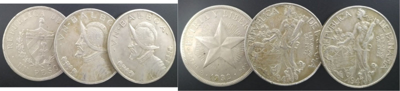 CUBA. 1 peso. 1932. Escudo y estrella. PANAMÁ. 1 balboa. 1947 (2). K15.2 y 13 (2...