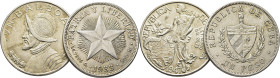 CUBA. 1 peso. 1933. Escudo y estrella. PANAMÁ. 1 balboa. 1947. Lote de 2