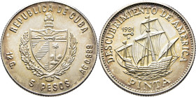 CUBA. 5 pesos. La Pinta. Descubrimiento de América. 1981. SC+. Acuñación mate