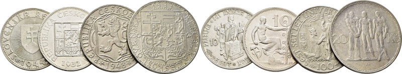 CHECOSLOVAQUIA. 10, 20 y 100 kor. 1932, 1933 y 48. Universidad la última. ESLOVA...
