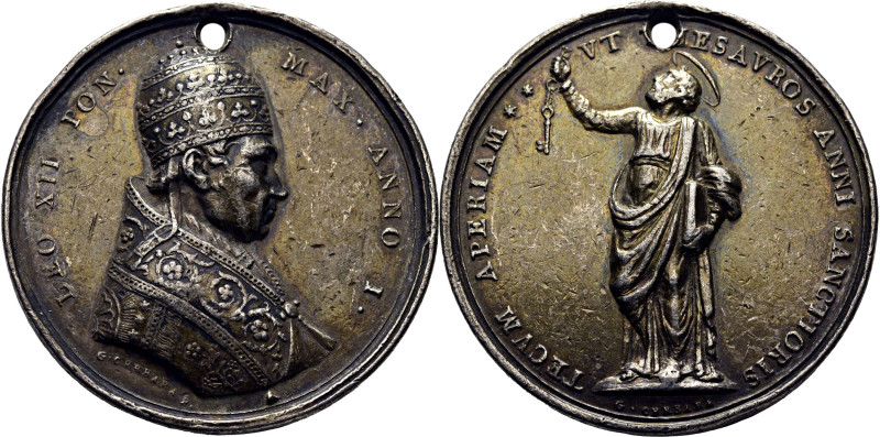 ESTADOS PONTIFICIOS. León XII. Medalla de Año Santo y primero de su pontificado....