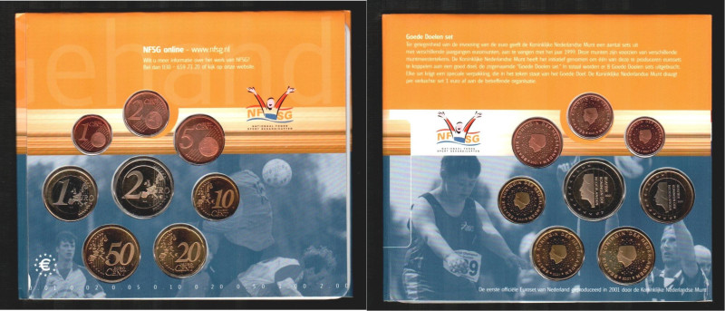 HOLANDA. 2001. 2 euros a 1 céntimo. Blíster National Fonds Sport Gehandicapter d...