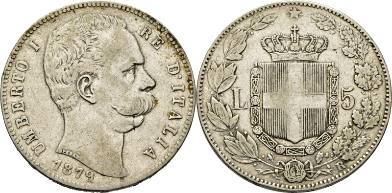 ITALIA. Humberto I. Roma. 5 liras. 1879. K20 (+35$). BC+/MBC-