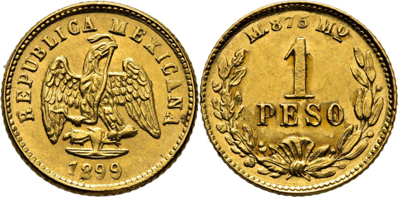 MÉXICO. México. 1 peso. Águila y valor. 1899. M. Fbg157. 1´71 g. Alguna fina ray...