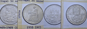 PORTUGAL. 20 y 50 escudos. 1953 y 1969. Renovación financiera y Vasco de Gama. Casi SC- y SC. Lote de 2