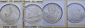 PORTUGAL. 20 y 50 escudos. 1953 y 1969. Renovación financiera y Vasco de Gama. Casi SC- y SC-/SC. Lote de 2