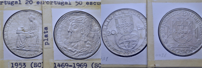 PORTUGAL. 20 y 50 escudos. 1953 y 1969. Renovación financiera y Vasco de Gama. K...