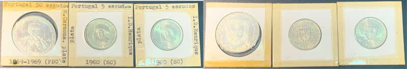 PORTUGAL. 50 y 5 escudos. 1969 y 1960 (2). Carmona y Don Enrique. K599 y 587 (27...
