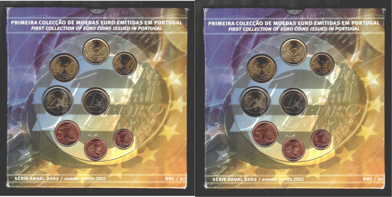 PORTUGAL. Euro set de 2 euros a 1 céntimo. 2002. Cartón de la I.N.C.M. (Casa da ...