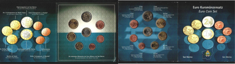 SAN MARINO. 2 euros a 1 céntimo. 2002. Edificio y motivos locales y el Santo. Ca...
