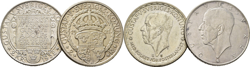 SUECIA. Gustavo V. 2 kro. 1938 y 1950. K787 y 807. MBC+ y EBC-, restos de brillo...