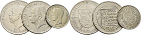 SUECIA. Gustavo V y Gustavo Adolfo. 5 kro. 1935 y 1966. 1 kro. 1940. Lote de 3
