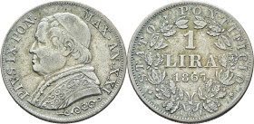 VATICANO. Pío IX. Roma. 1 lira. 1867. Año 21