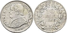 VATICANO. Pío IX. 10 soldi. 1868. Año XXII
