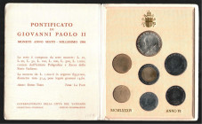 VATICANO. Juan Pablo II. La Paz. 1.000 liras (plata) a 20 liras. 1984. Año 6º…Lote de 7