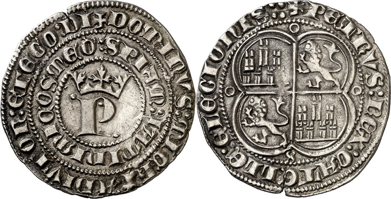 Pedro I (1350-1368). Sevilla. Real. (AB. 380 var). Raras leyendas. 3,43 g. MBC+/...