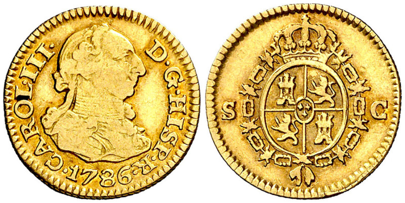 1786. Carlos III. Sevilla. C. 1/2 escudo. (AC. 1315). Bonito color. Falta en cas...