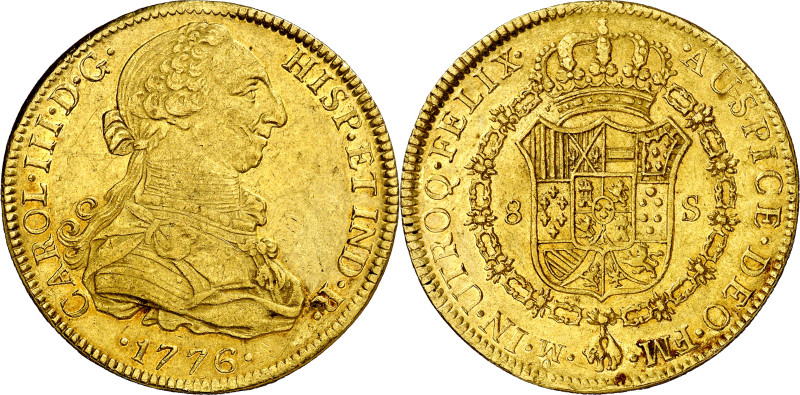 1776. Carlos III. México. FM. 8 escudos. (AC. 2004) (Cal.Onza 766). Leves rayita...