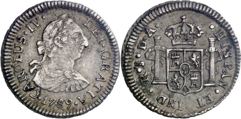 1789. Carlos IV. Santiago. D.A. 1/2 real. (AC. 327). Busto de Carlos III. Ordina...