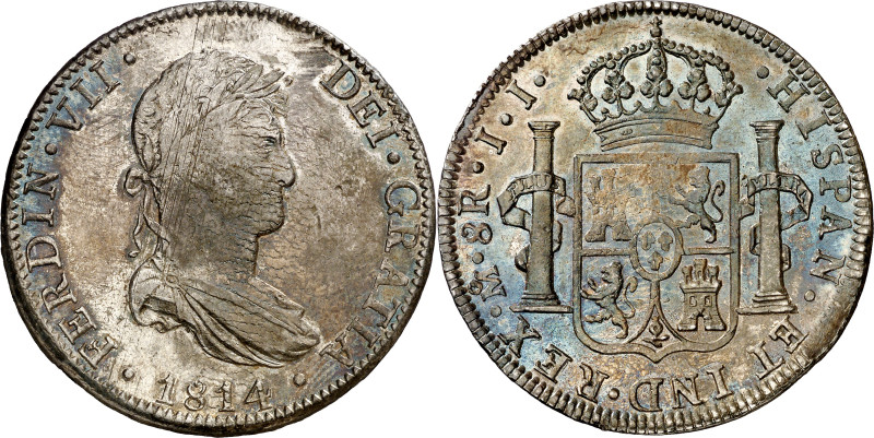 1814. Fernando VII. México. JJ. 8 reales. (AC. 1326). Rayitas de acuñación. Bril...