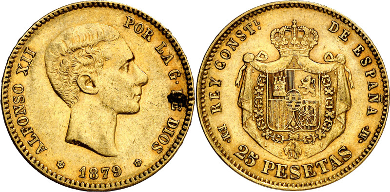 1879*1879. Alfonso XII. EMM. 25 pesetas. (AC. 74). 8,06 g. MBC+.