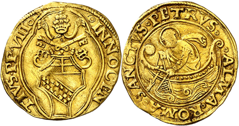 Estados Pontificios. Inocencio VIII (1484-1492). 1 florín de cámara. (Fr. 26). R...