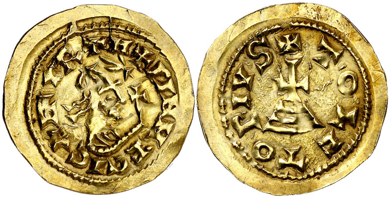 Égica (687-702). Toleto (Toledo). Triente. (CNV. 528.13) (R.Pliego 685b). Bella....