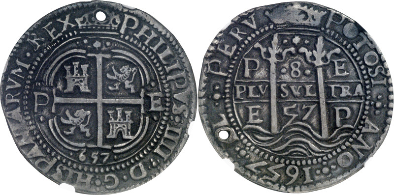 1657. Felipe IV. Potosí. E. 8 reales. (AC. 1419) (Lázaro 149). Redonda. Tipo "Re...