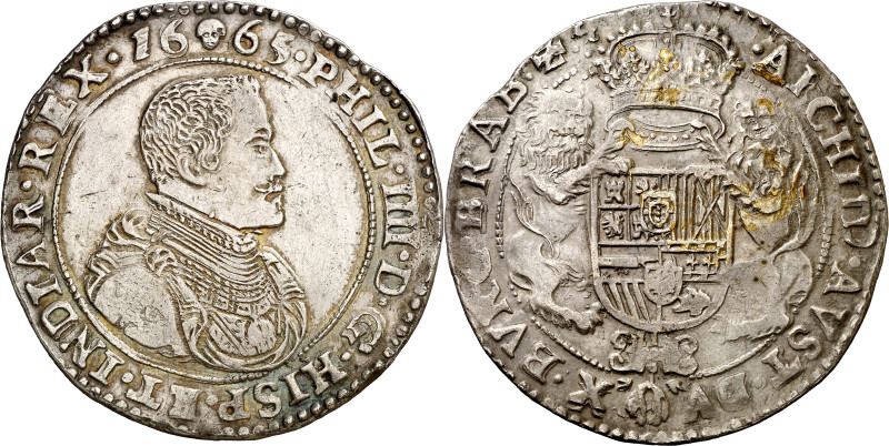 1665. Felipe IV. Bruselas. 1 ducatón. (Vti. 1320) (Vanhoudt 642.BS). Bella. Part...