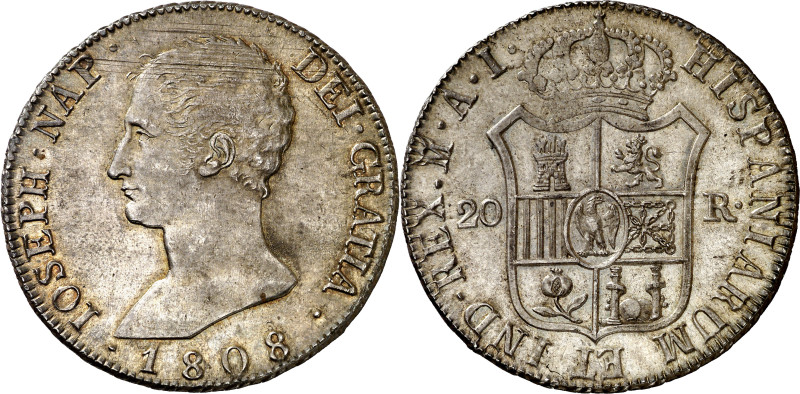 1808. José Napoleón. Madrid. AI. 20 reales. (AC. 35). Leves rayitas de acuñación...