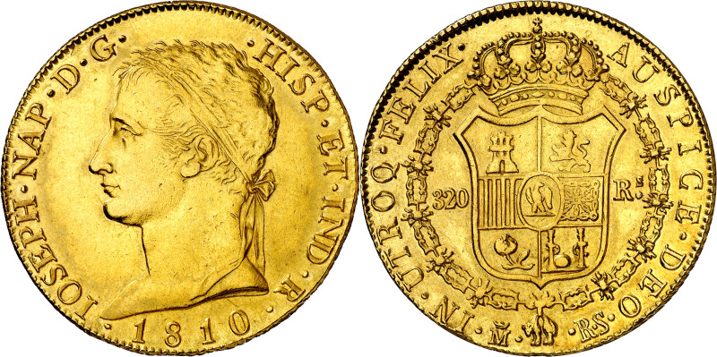 1810. José Napoleón. Madrid. RS. 320 reales. (AC. 55) (Cal.Onza 1189). Golpecito...