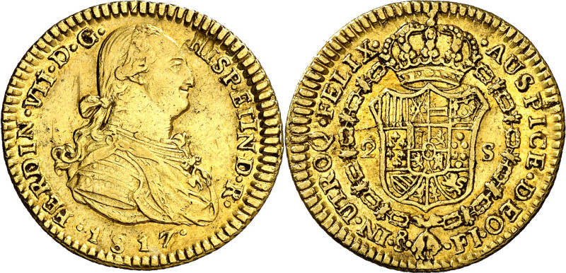 1817. Fernando VII. Santiago. FJ. 2 escudos. (AC. 1664) (KM. 81, indica la acuña...