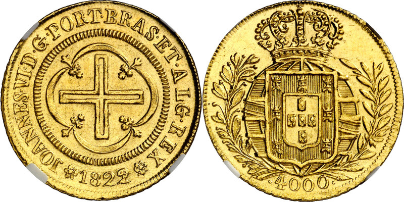 Brasil. 1822/1. Juan VI. Río. 4000 reis. (Fr. 99) (Gomes 27.11) (KM. 327.1). En ...