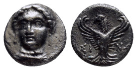 PAPHLAGONIA. Sinope. AR Trihemiobol. (10mm, 1.40 g) Circa 330-300 BC. Obv: Head of nymph Sinope three-quarters facing, turned slightly to left. Rev: E...
