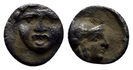PISIDIA, Selge. Circa 350-300 BC. AR Obol (9mm, 0.80 g ). Facing gorgoneion / Helmeted head of Athena right.