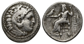 Kings of Macedon. Kolophon. Alexander III "the Great" 336-323 BC. Struck under Philip III, circa 322-319 BC Drachm AR (18mm, 4.00 g). Head of Herakles...