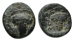THRACE. Maroneia. Ae (9mm, 1.14 g) (Circa 400-350 BC). Obv: Bunch of grapes. Rev: M - A. Bunch of grapes.