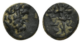 Mysia, Pergamon, c. 133-27 BC. Æ (8mm, 0.87 g). Laureate head of Asklepios r. R/ Serpent-entwined staff of Asklepios.