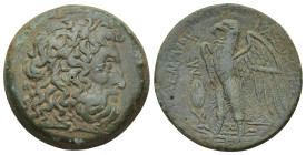 Ptolemaic Kingdom. Ptolemy II Philadelphos. 285-246 B.C. AE obol (26mm, 14.76 g). Alexandria mint, dated year 10 = 276 B.C. Head of Zeus-Ammon right, ...