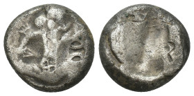 ACHAEMENID EMPIRE. Time of Artaxerxes I to Xerxes II (Circa 455-420 BC). AR Siglos. (14mm, 5.42 g) Sardes. Obv: Persian king in kneeling-running stanc...