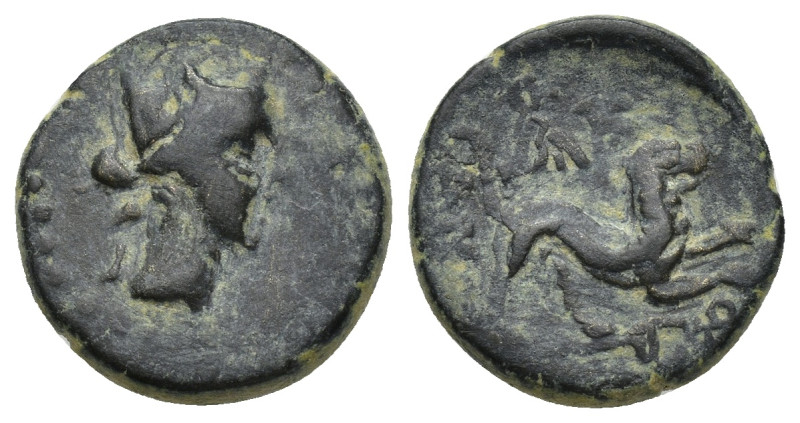 PHRYGIA. Amorion. (2nd-1st century BC). Ae. (15mm, 3.59 g) Obv:Turreted head of ...